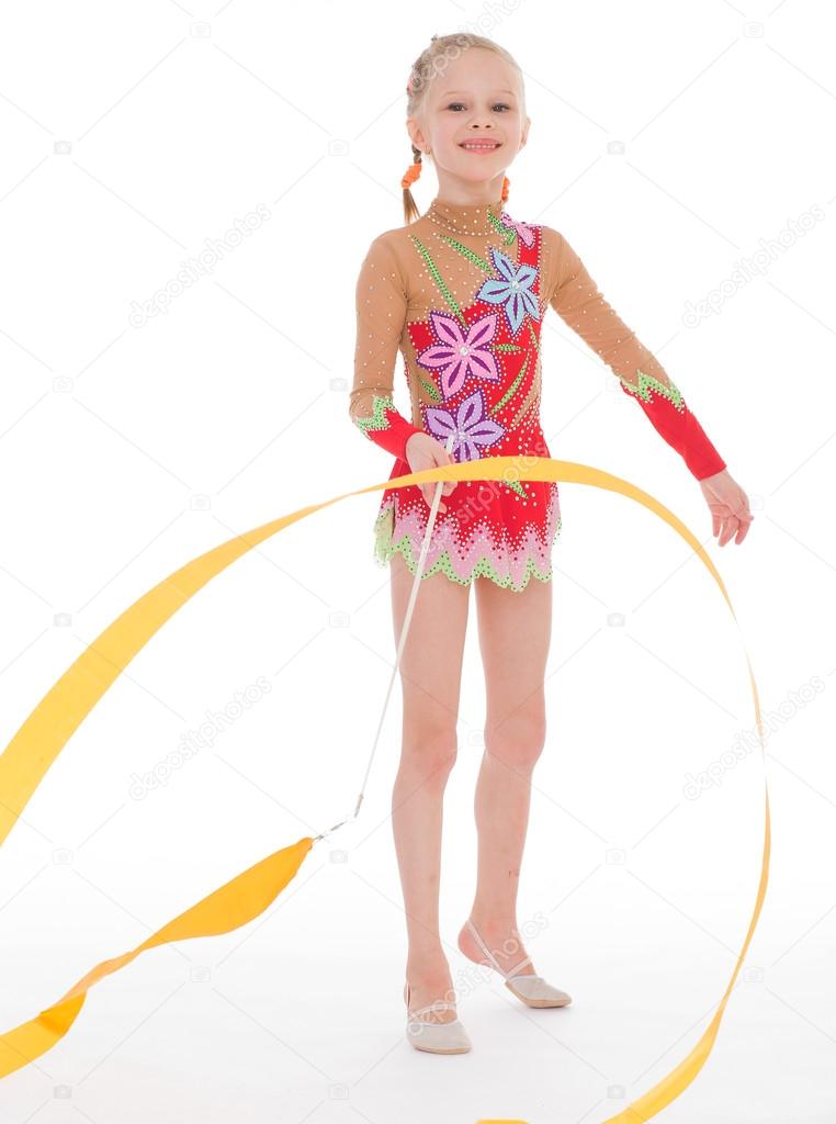 girl gymnast with ribbon.