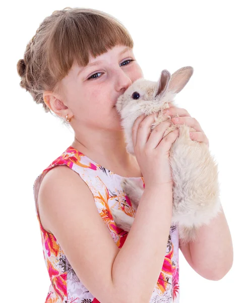 Dziewczynka z ładny królik — Zdjęcie stockowe