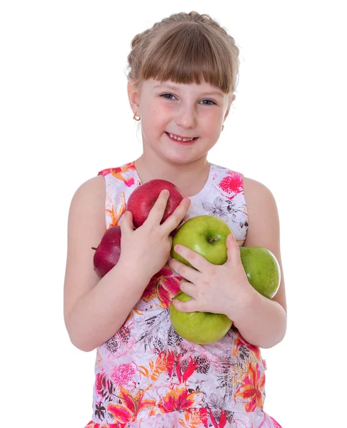 Pige med æble - Stock-foto