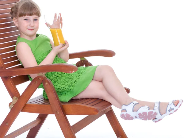 Happy little girl drinking — Stock Photo, Image