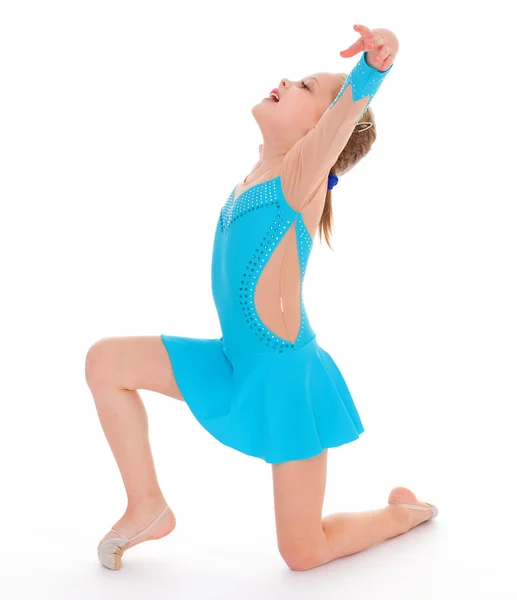 Child girl doing fitness exercises — Stock Photo, Image