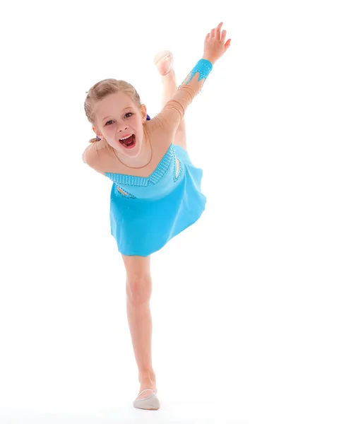 Child girl doing fitness exercises — Stock Photo, Image