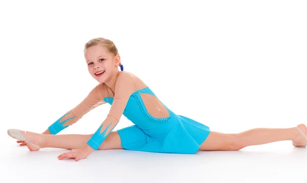 Child girl doing fitness exercises — Stock Photo, Image