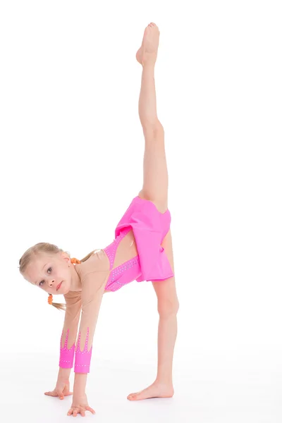 Dítě dívka dělá fitness cvičení — Stock fotografie