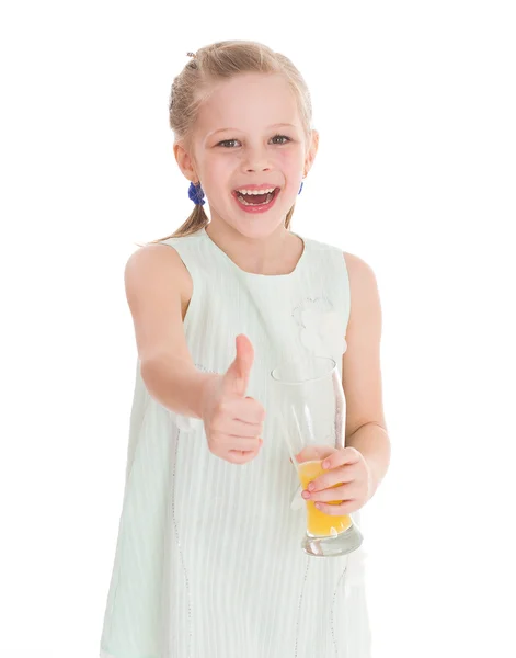 Funny little girl with the thumb up — Stock Photo, Image