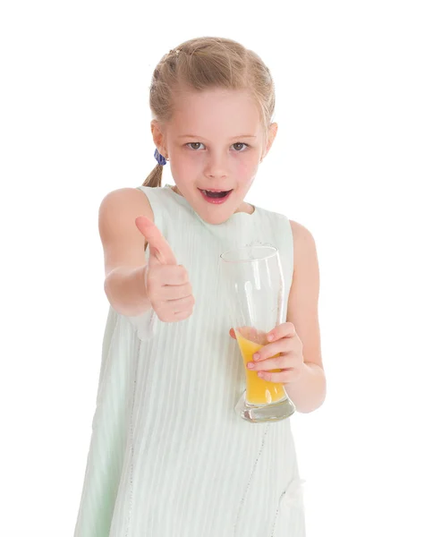 Funny little girl with the thumb up — Stock Photo, Image