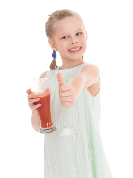 Funny little girl with the thumb up — Stock Photo, Image