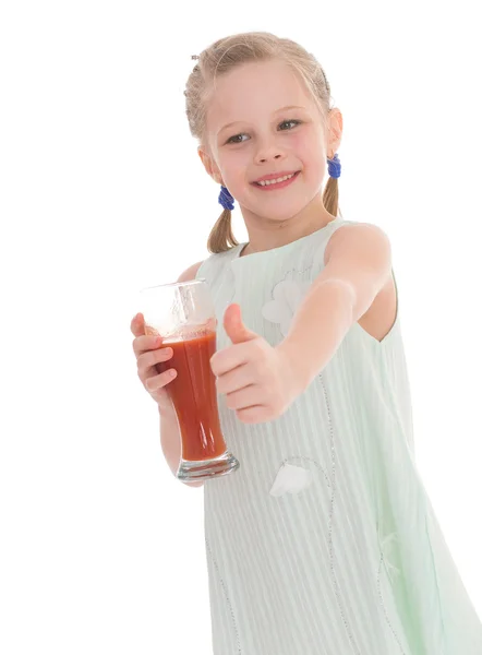 Funny little girl with the thumb up — Stock Photo, Image