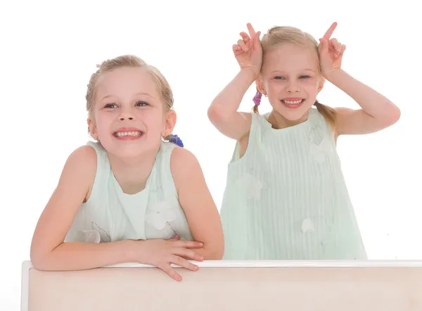 Portrait of two cheerful children — Stock Photo, Image