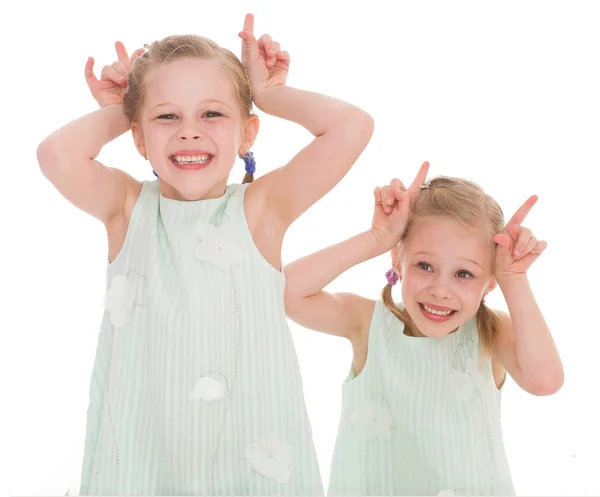 Portrait of two cheerful children — Stock Photo, Image