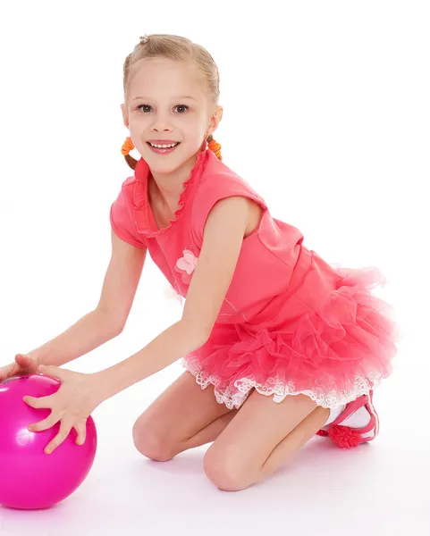 Girl holding ball — Stock Photo, Image