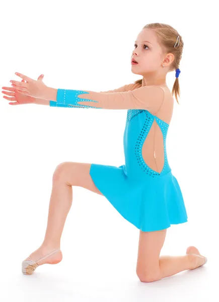 Child girl doing fitness exercises — Stock Photo, Image