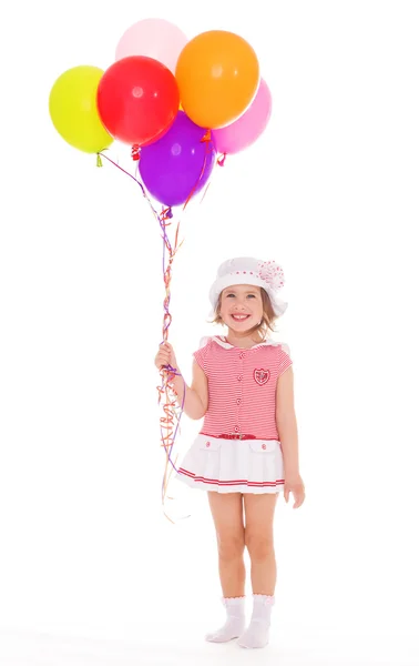 Chica con globos de colores. — Foto de Stock