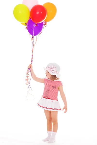 Girl with colorful balloons. — Stock Photo, Image