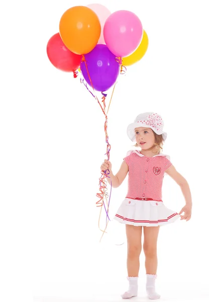 Girl with colorful balloons. — Stock Photo, Image