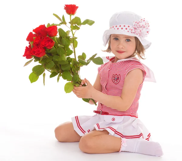 Fille avec des fleurs — Photo