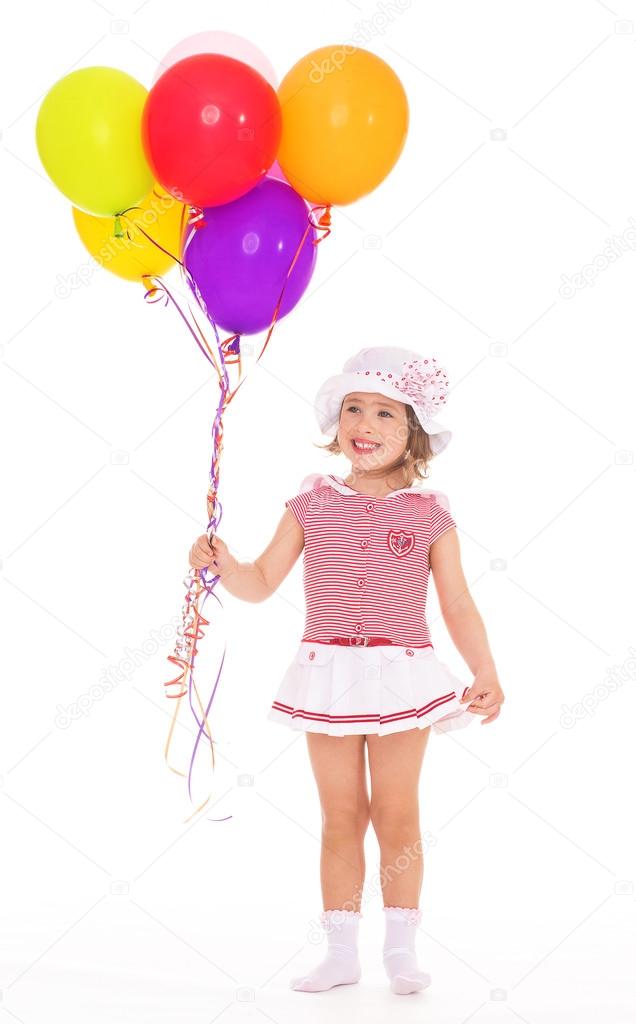 girl with colorful balloons.
