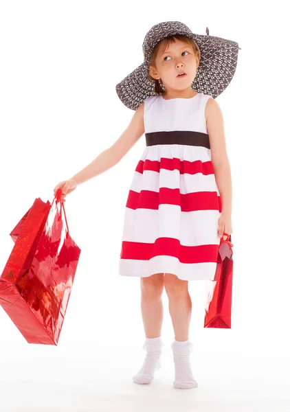 Young girl goes shopping. — Stock Photo, Image