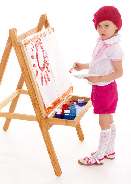 Young girl draws. — Stock Photo, Image