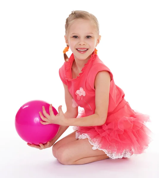 Girl holding ball — Stock Photo, Image