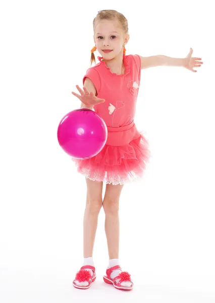 Girl holding ball — Stock Photo, Image