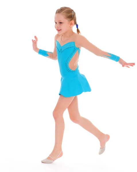 Child girl doing fitness exercises — Stock Photo, Image