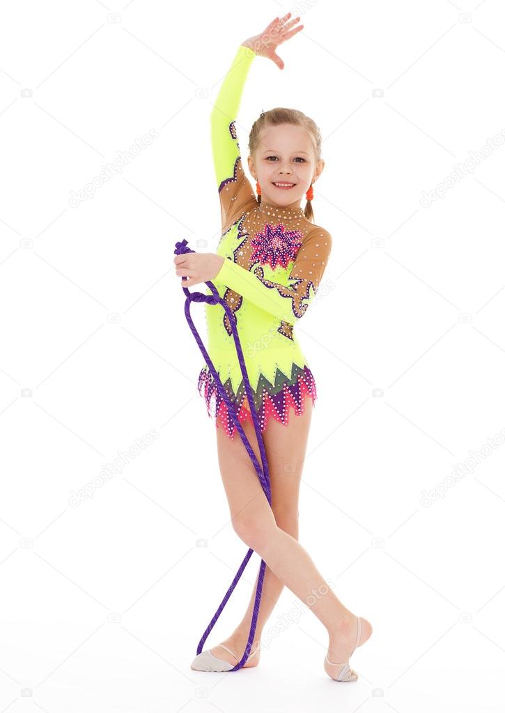 Young girl doing gymnastics 