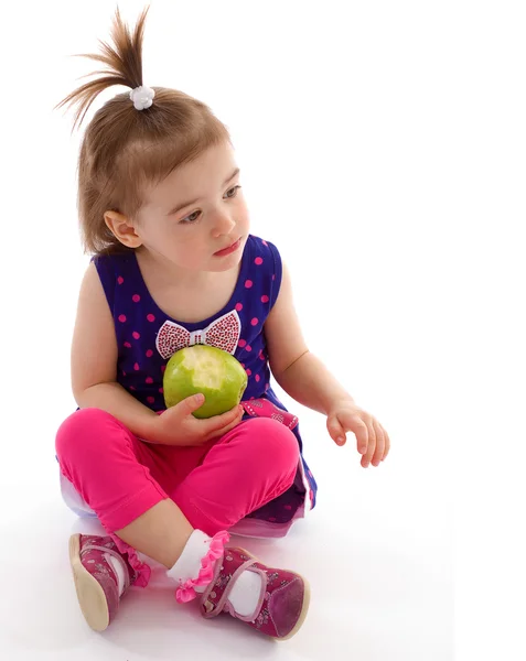 Holčička s apple. — Stock fotografie