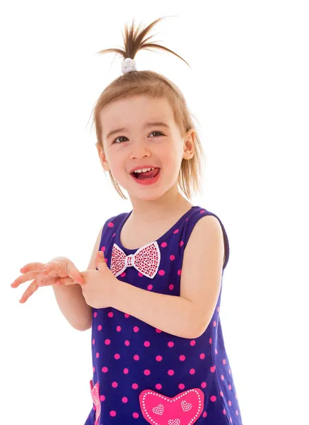 Little girl in a blue dress. — Stock Photo, Image