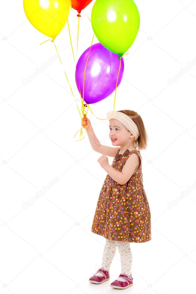 Mädchen mit Luftballons — Stockfoto © lotosfoto1 45560831