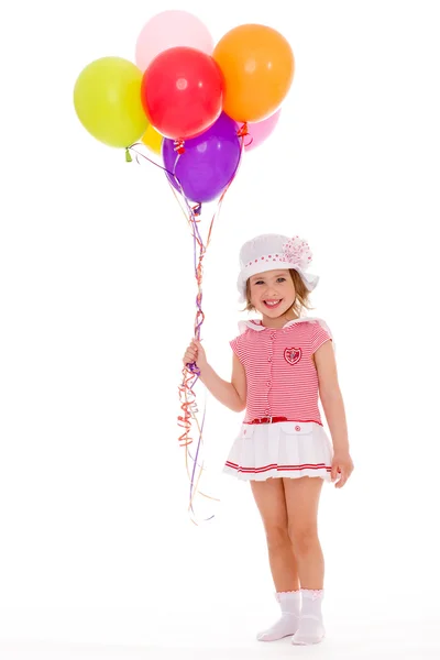 Balonlar ile şirin kız. — Stok fotoğraf