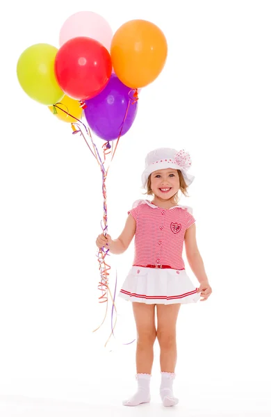 Charmante meisje met ballonnen. — Stockfoto