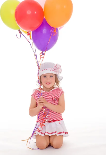 Charmig tjej med ballonger. — Stockfoto