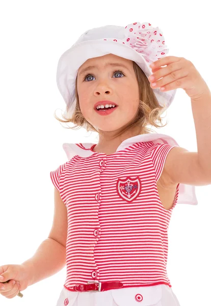 Charming girl in a sailor suit. — Stock Photo, Image