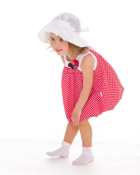 Niña de moda en un vestido rosa . —  Fotos de Stock