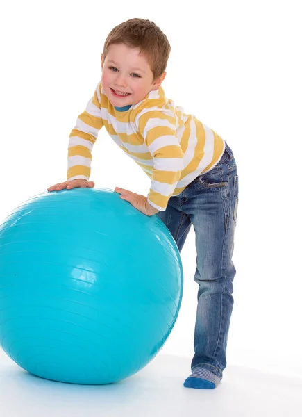 Little boy with a big ball. — Stock Photo, Image