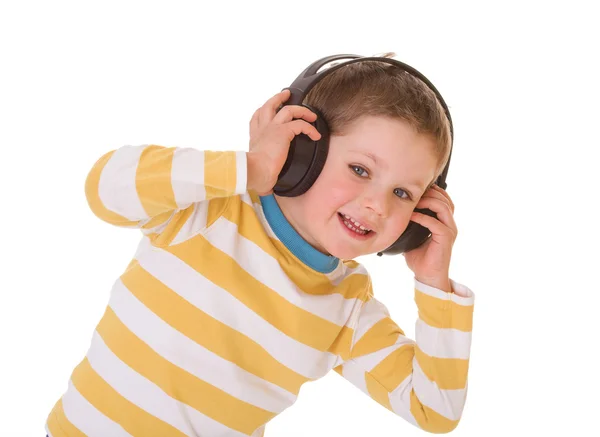 Little boy in headphones — Stock Photo, Image