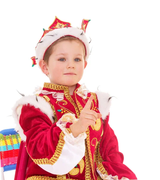 Little boy dressed as a king. — Stock Photo, Image