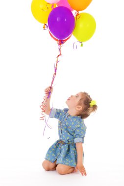 Balonlar ile şirin kız.