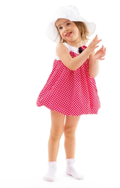 Niña de moda en un vestido rosa . —  Fotos de Stock