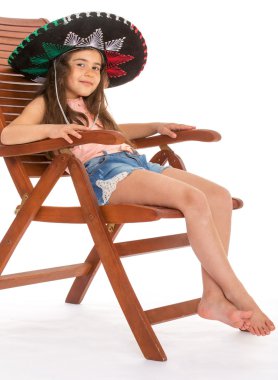 young girl in sambrero clipart