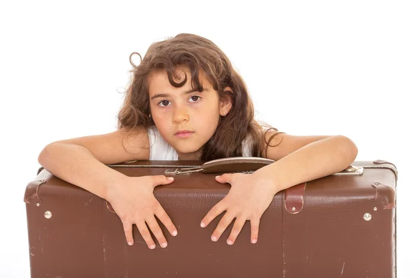 Little girl with a suitcase — Stock Photo, Image