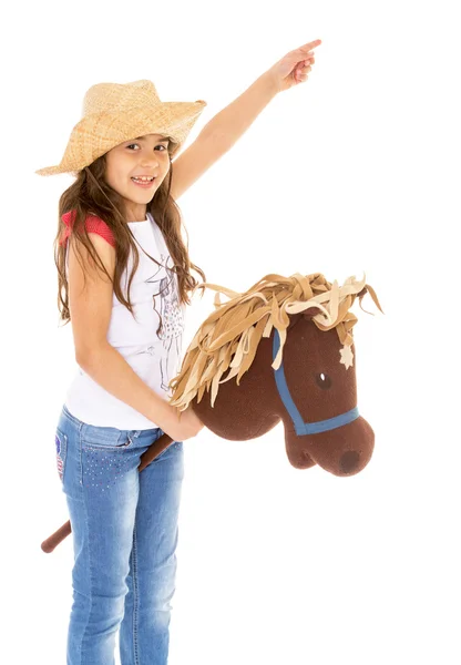 Petite fille avec un cheval — Photo