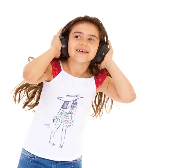 Niña escuchando música — Foto de Stock