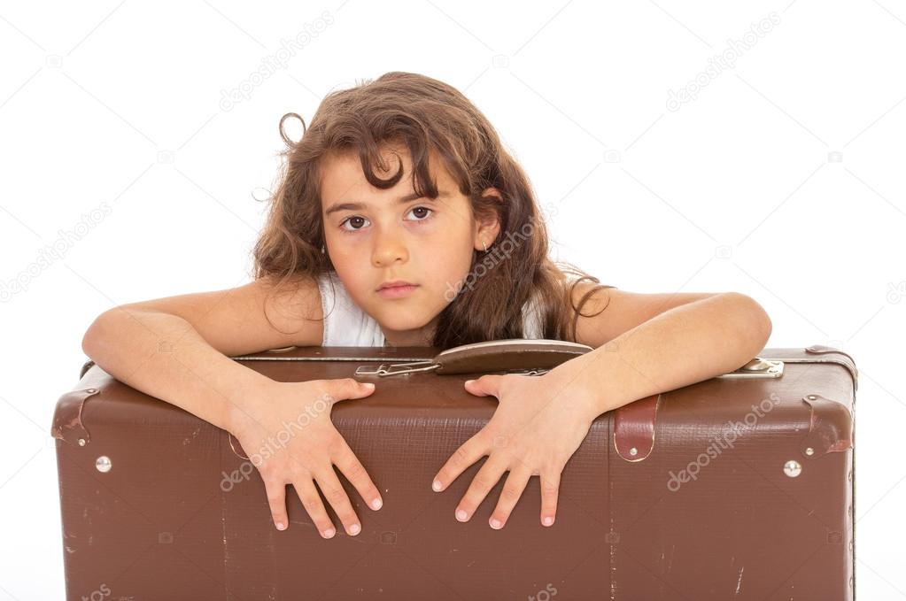 little girl with a suitcase