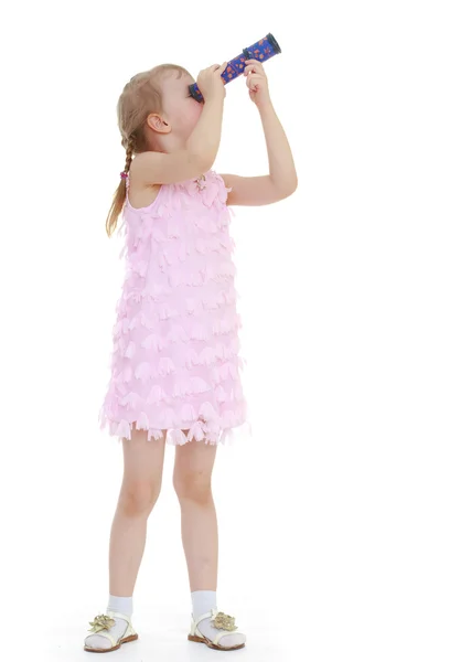 Curious little girl looking — Stock Photo, Image