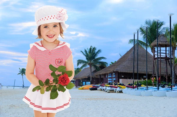 Little girl in a sea suit — Stock Photo, Image