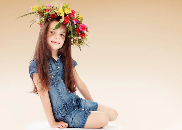 Charming little girl in the studio. — Stock Photo, Image