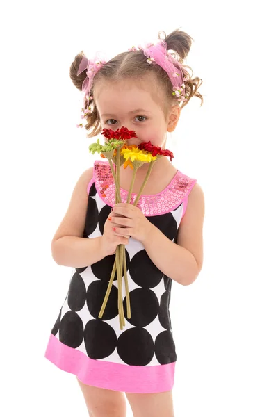 Charming girl in a black dress — Stock Photo, Image