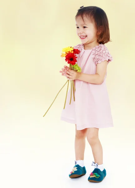 Girl in a pink dress — Stock Photo, Image